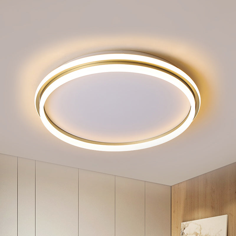 Minimalist Gold Led Ceiling Lamp - Acrylic Round Flush Light (16.5’/20.5’ Dia) With Remote