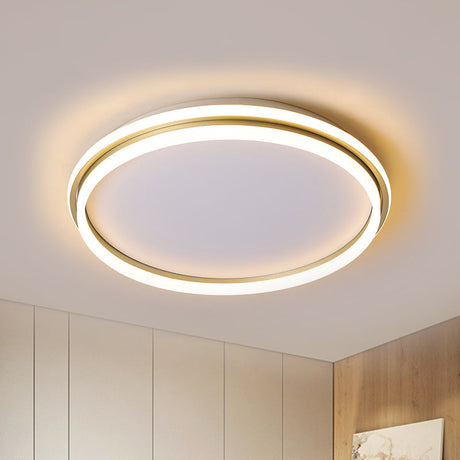 Minimalist Gold Led Ceiling Lamp - Acrylic Round Flush Light (16.5/20.5 Dia) With Remote Control