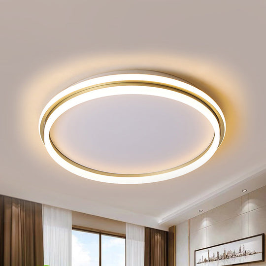 Minimalist Gold Led Ceiling Lamp - Acrylic Round Flush Light (16.5/20.5 Dia) With Remote Control