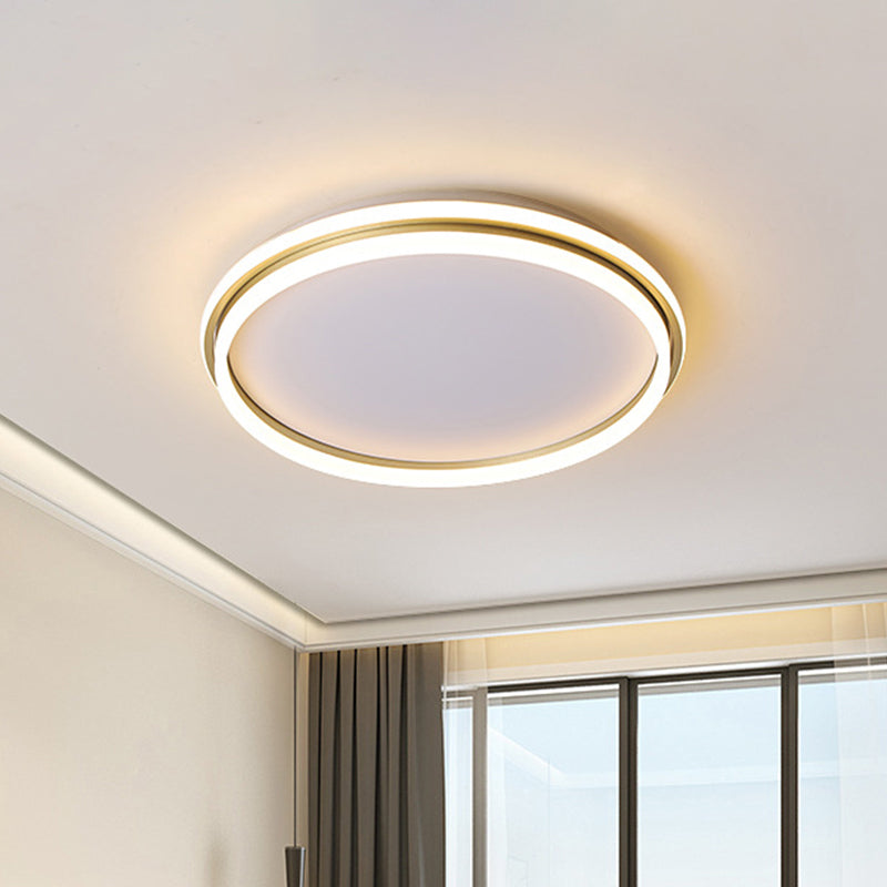 Minimalist Gold Led Ceiling Lamp - Acrylic Round Flush Light (16.5’/20.5’ Dia) With Remote