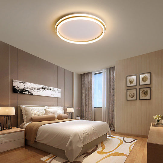 Minimalist Gold Led Ceiling Lamp - Acrylic Round Flush Light (16.5/20.5 Dia) With Remote Control