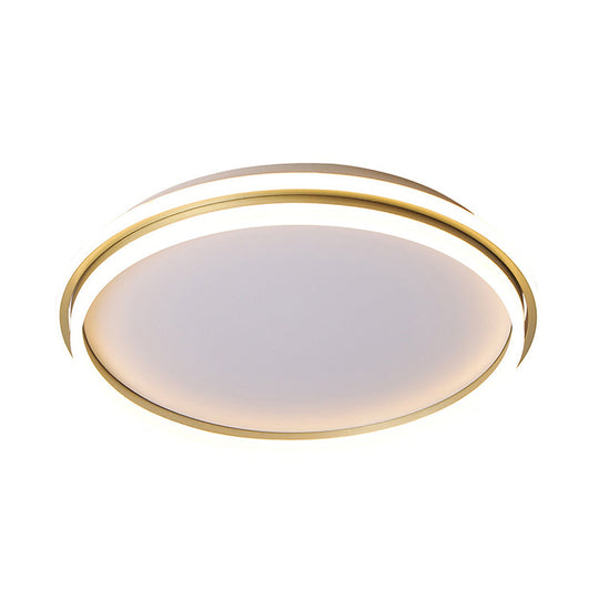 Minimalist Gold Led Ceiling Lamp - Acrylic Round Flush Light (16.5’/20.5’ Dia) With Remote