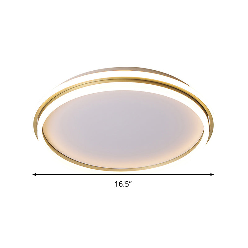 Minimalist Gold Led Ceiling Lamp - Acrylic Round Flush Light (16.5/20.5 Dia) With Remote Control