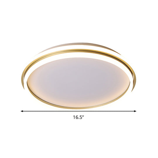 Minimalist Gold Led Ceiling Lamp - Acrylic Round Flush Light (16.5/20.5 Dia) With Remote Control
