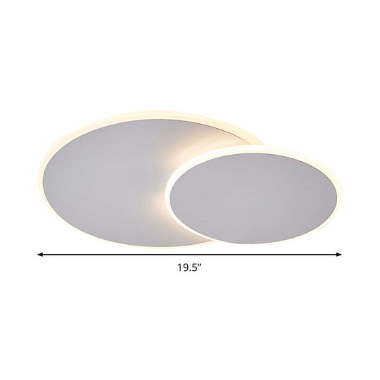 Minimalist Round Acrylic Led Flush Mount Ceiling Light - 16’/19.5’ Width In White/Coffee Finish