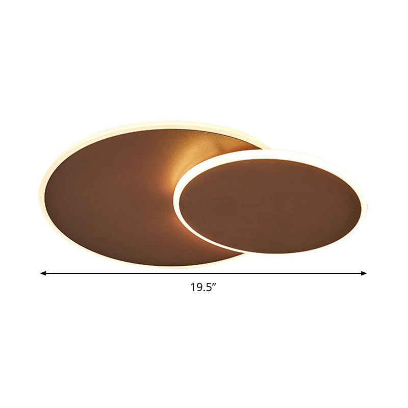 Minimalist Round Acrylic Led Flush Mount Ceiling Light - 16’/19.5’ Width In White/Coffee Finish