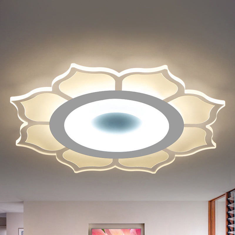 Contemporary Flower Acrylic Ceiling Light: 16.5’/20.5’ Wide Led Flush Mount With Warm/White