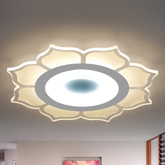Contemporary Flower Acrylic Ceiling Light: 16.5/20.5 Wide Led Flush Mount With Warm/White Light And