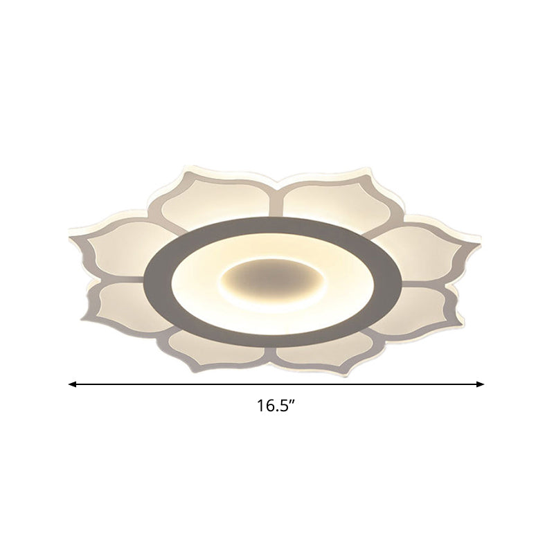Contemporary Flower Acrylic Ceiling Light: 16.5’/20.5’ Wide Led Flush Mount With Warm/White