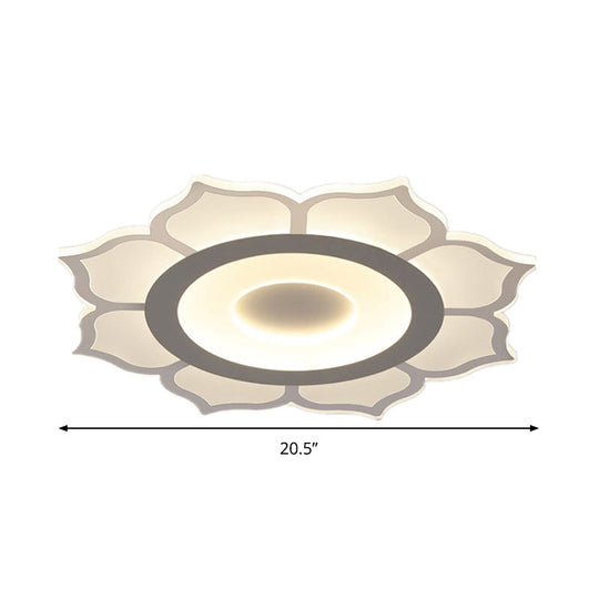 Contemporary Flower Acrylic Ceiling Light: 16.5/20.5 Wide Led Flush Mount With Warm/White Light And