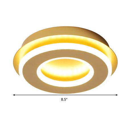 Modern Gold Flushmount Ceiling Light With Warm/White Led - Square Or Round Shape