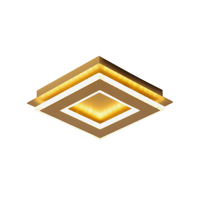 Modern Gold Flushmount Ceiling Light With Warm/White Led - Square Or Round Shape