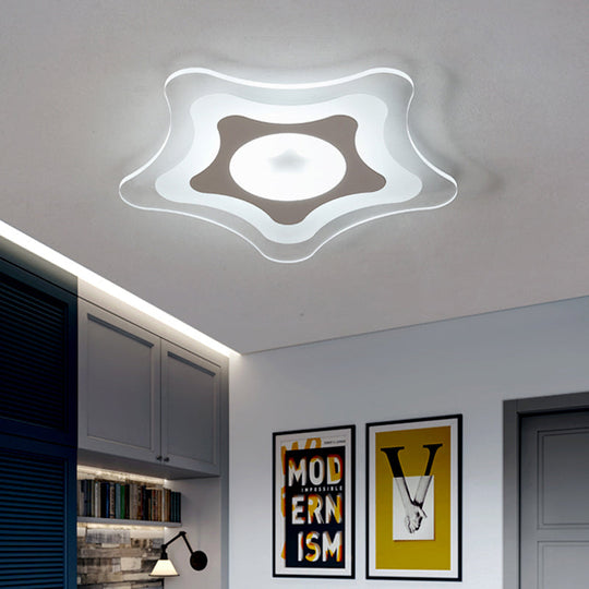 Simple Acrylic Led Flush Ceiling Light With Five - Pointed Star Design - Warm/White/3 Color