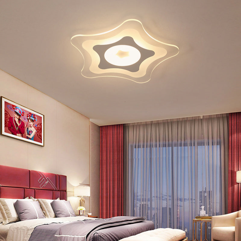 Simple Acrylic Led Flush Ceiling Light With Five-Pointed Star Design - Warm/White/3 Color 16.5/20.5