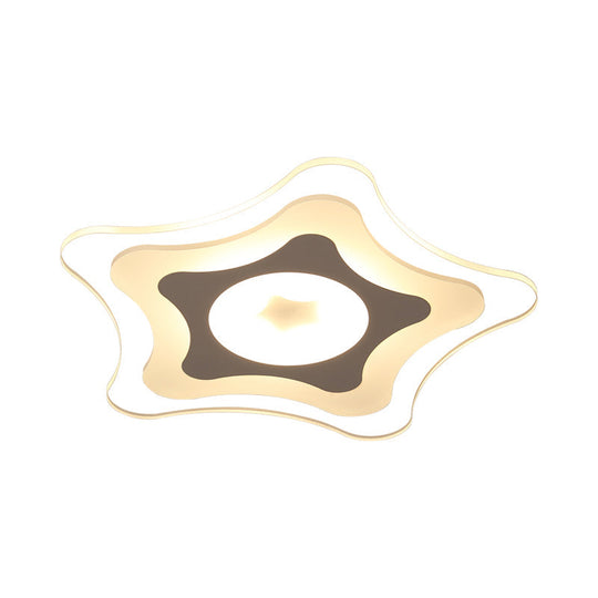 Simple Acrylic Led Flush Ceiling Light With Five - Pointed Star Design - Warm/White/3 Color