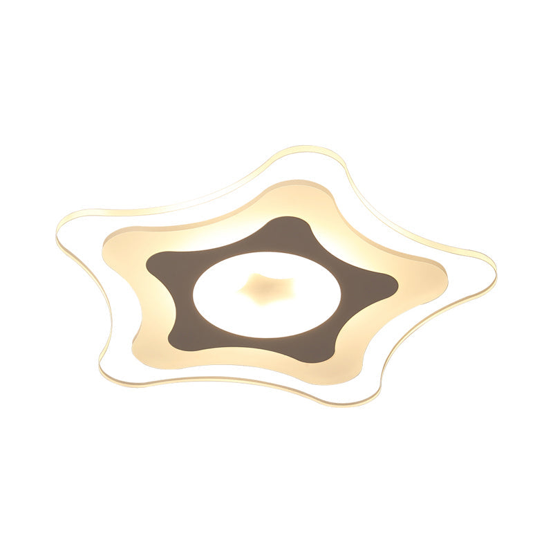 Simple Acrylic Led Flush Ceiling Light With Five-Pointed Star Design - Warm/White/3 Color 16.5/20.5