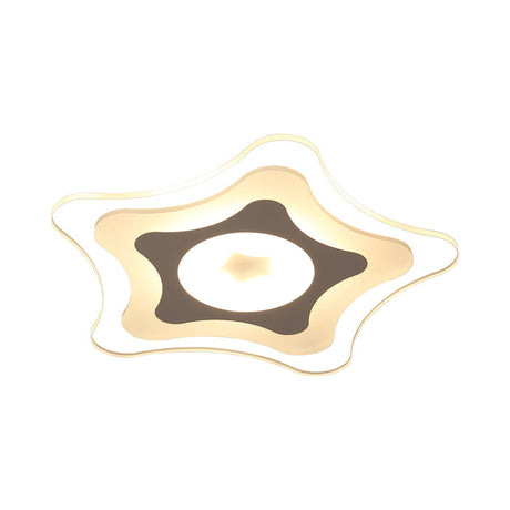 Simple Acrylic Led Flush Ceiling Light With Five-Pointed Star Design - Warm/White/3 Color 16.5/20.5