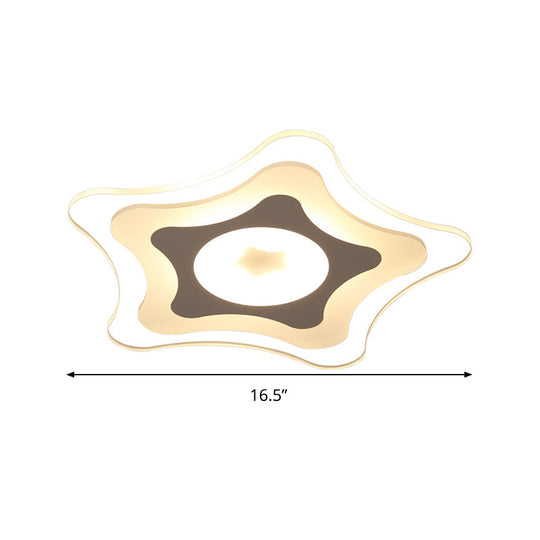 Simple Acrylic Led Flush Ceiling Light With Five-Pointed Star Design - Warm/White/3 Color 16.5/20.5
