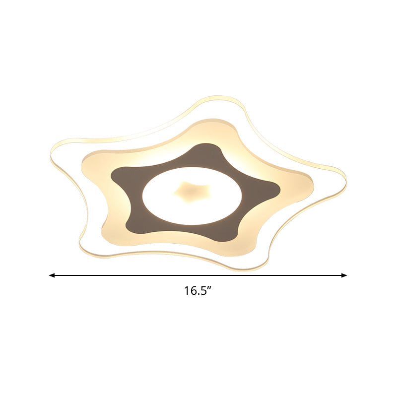 Simple Acrylic Led Flush Ceiling Light With Five - Pointed Star Design - Warm/White/3 Color