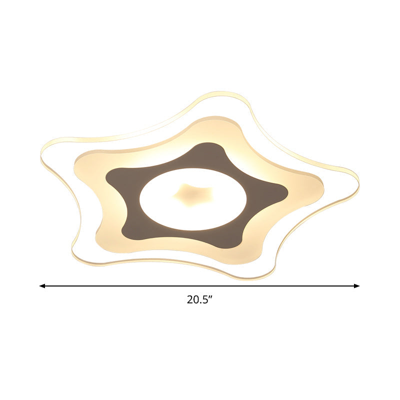 Simple Acrylic Led Flush Ceiling Light With Five - Pointed Star Design - Warm/White/3 Color