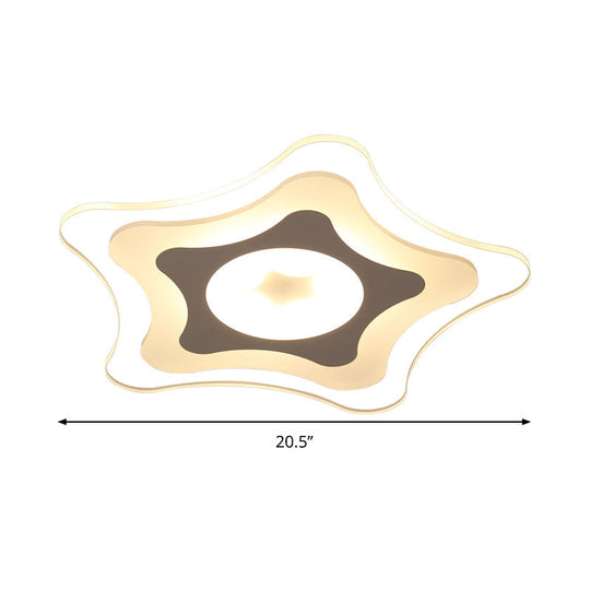 Simple Acrylic Led Flush Ceiling Light With Five-Pointed Star Design - Warm/White/3 Color 16.5/20.5