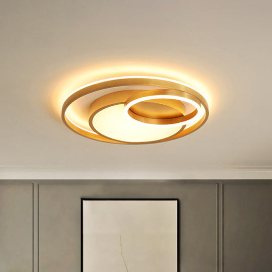 Stepless Dimming Gold Led Flush Mount Ceiling Lamp - 16’/23.5’ Wide Circle Acrylic Light