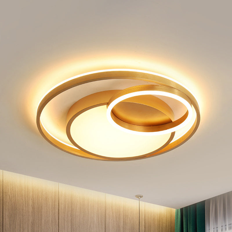 Stepless Dimming Gold Led Flush Mount Ceiling Lamp - 16’/23.5’ Wide Circle Acrylic Light