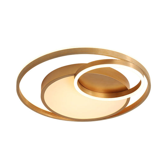 Stepless Dimming Gold Led Flush Mount Ceiling Lamp - 16’/23.5’ Wide Circle Acrylic Light