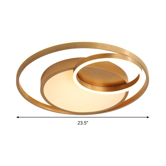 Stepless Dimming Gold Led Flush Mount Ceiling Lamp - 16’/23.5’ Wide Circle Acrylic Light