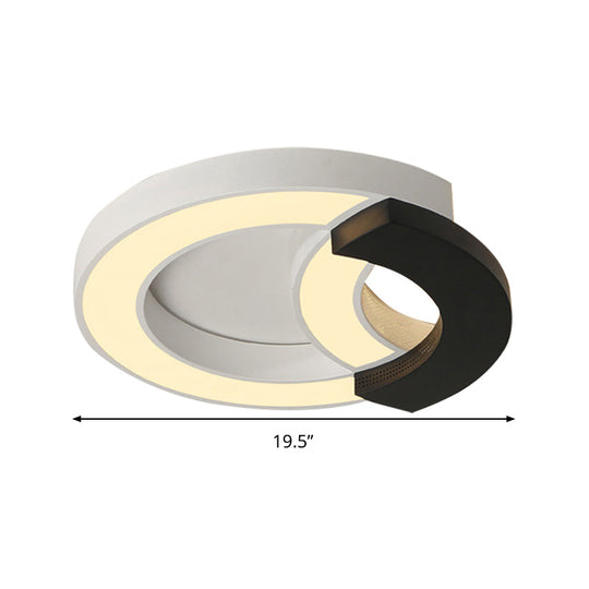 Modern Arc Flush Mount Lamp Acrylic Black 16’/19.5’/23.5’ Wide Led Ceiling In