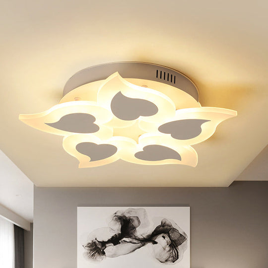 Simple Heart Acrylic Led Ceiling Light With Remote Dimming - Warm/White 18/23 Wide
