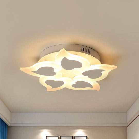 Simple Heart Acrylic Led Ceiling Light With Remote Dimming - Warm/White 18’/23’ Wide