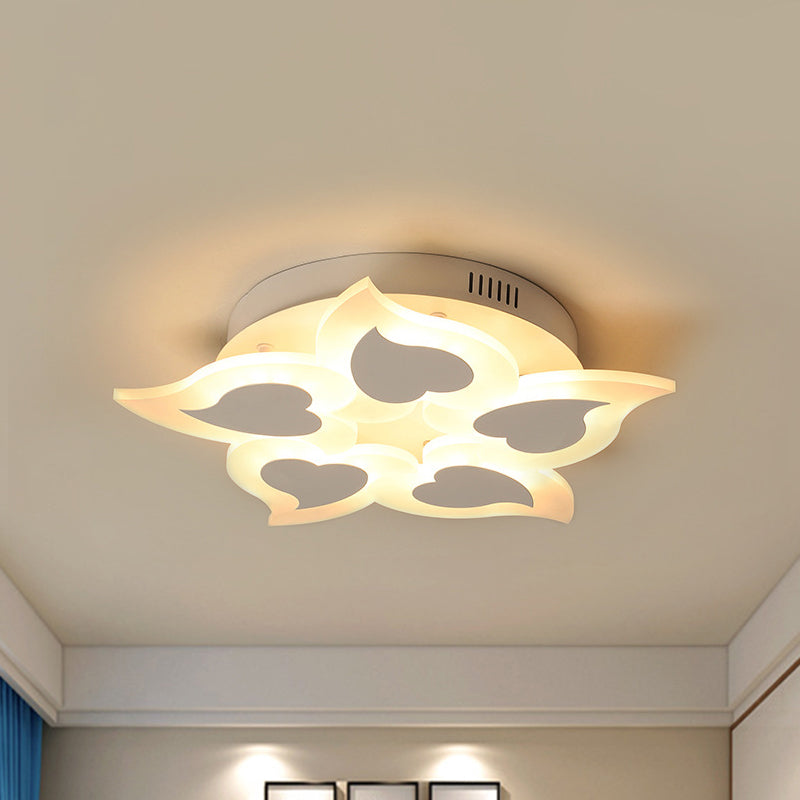 Simple Heart Acrylic Led Ceiling Light With Remote Dimming - Warm/White 18/23 Wide