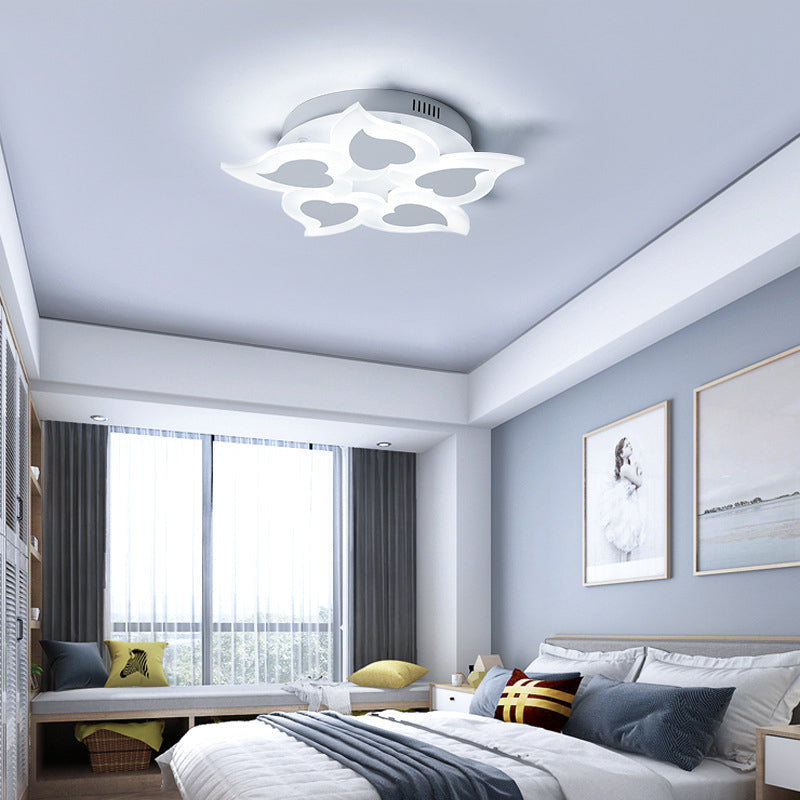 Simple Heart Acrylic Led Ceiling Light With Remote Dimming - Warm/White 18/23 Wide White / 18