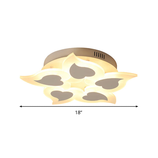 Simple Heart Acrylic Led Ceiling Light With Remote Dimming - Warm/White 18/23 Wide