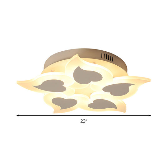 Simple Heart Acrylic Led Ceiling Light With Remote Dimming - Warm/White 18’/23’ Wide