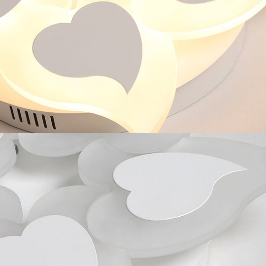 Simple Heart Acrylic Led Ceiling Light With Remote Dimming - Warm/White 18’/23’ Wide