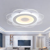 Modern White Floral Led Flush Ceiling Light - 16.5/20.5/24.5 W Acrylic Shade Warm/Cool Lighting