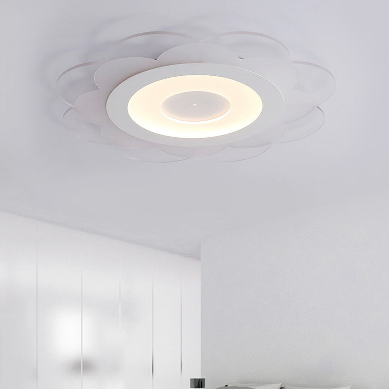 Modern White Floral Led Flush Ceiling Light - 16.5/20.5/24.5 W Acrylic Shade Warm/Cool Lighting