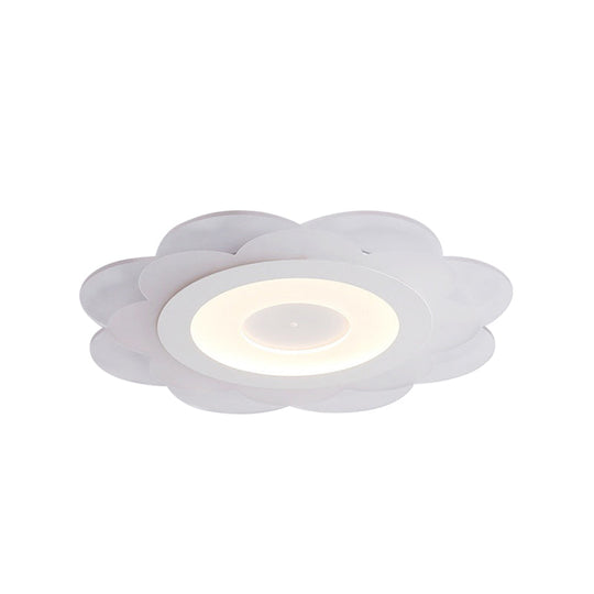 Modern White Floral Led Flush Ceiling Light - 16.5/20.5/24.5 W Acrylic Shade Warm/Cool Lighting