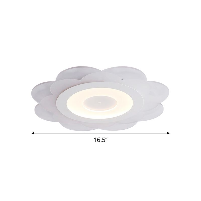 Modern White Floral Led Flush Ceiling Light - 16.5’/20.5’/24.5’ W Acrylic Shade Warm/Cool