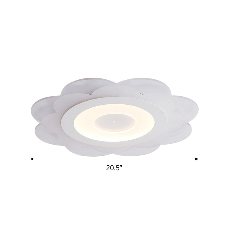 Modern White Floral Led Flush Ceiling Light - 16.5/20.5/24.5 W Acrylic Shade Warm/Cool Lighting