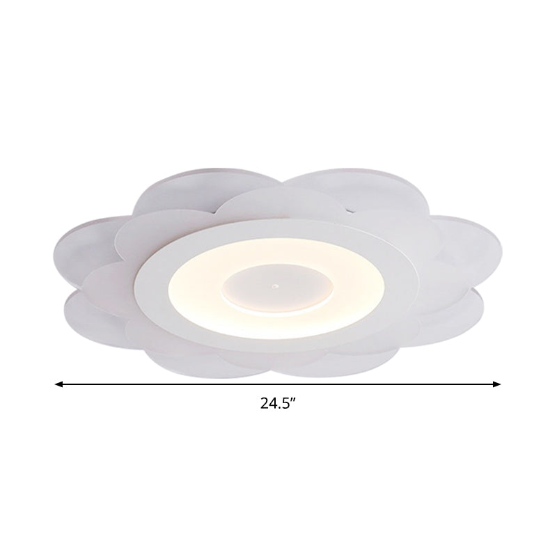 Modern White Floral Led Flush Ceiling Light - 16.5/20.5/24.5 W Acrylic Shade Warm/Cool Lighting