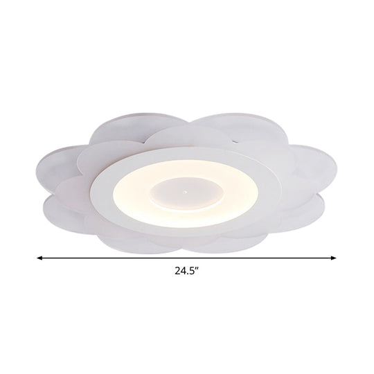 Modern White Floral Led Flush Ceiling Light - 16.5/20.5/24.5 W Acrylic Shade Warm/Cool Lighting