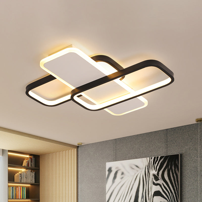 Modern Led Metal Ceiling Light With Stepless Dimming And Remote Control - Black/White Warm/Cool