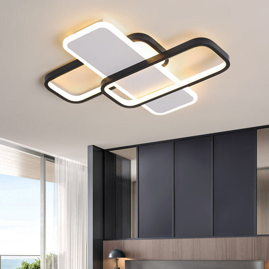 Modern Led Metal Ceiling Light With Stepless Dimming And Remote Control - Black/White Warm/Cool