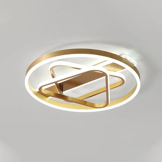 Postmodern Gold Triangle Acrylic Led Ceiling Light - Warm White/Remote Dimming /
