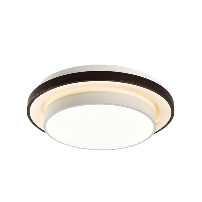 Contemporary Led Black & White Round Iron Flush Light Ceiling Lamp - 19.5’/31.5’ Dia Acrylic
