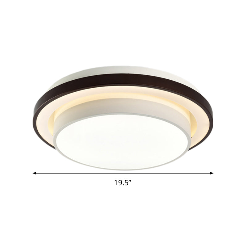 Contemporary Led Black & White Round Iron Flush Light Ceiling Lamp - 19.5’/31.5’ Dia Acrylic