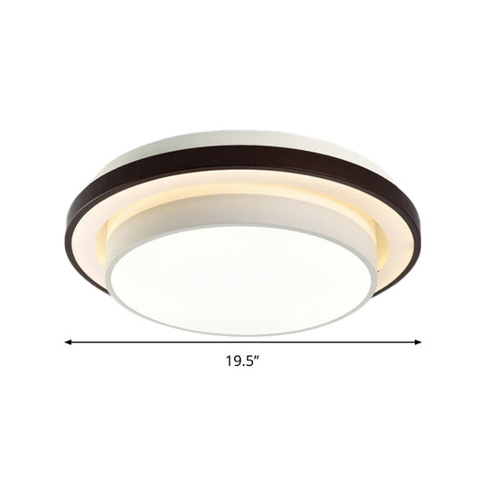 Contemporary Led Black & White Round Iron Flush Light Ceiling Lamp - 19.5’/31.5’ Dia Acrylic